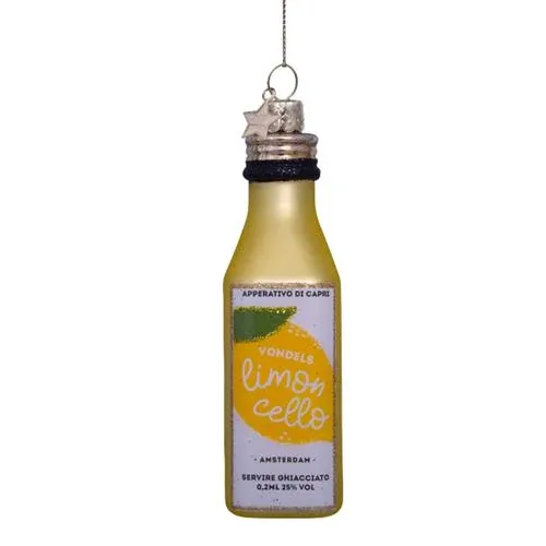 Ornament glass yellow limoncello bottle H10.5cm