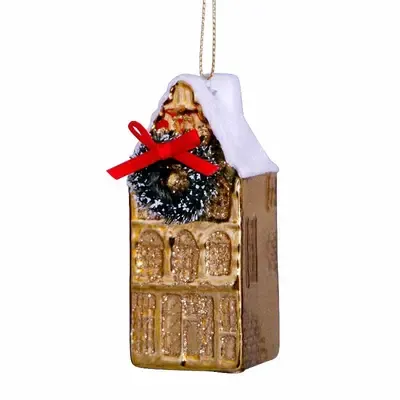 Ornament glass gold canal house H9cm