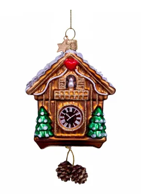 Vondels Koekoeksklok Kerstornament Bruin 12 cm – Glazen Kerstbal