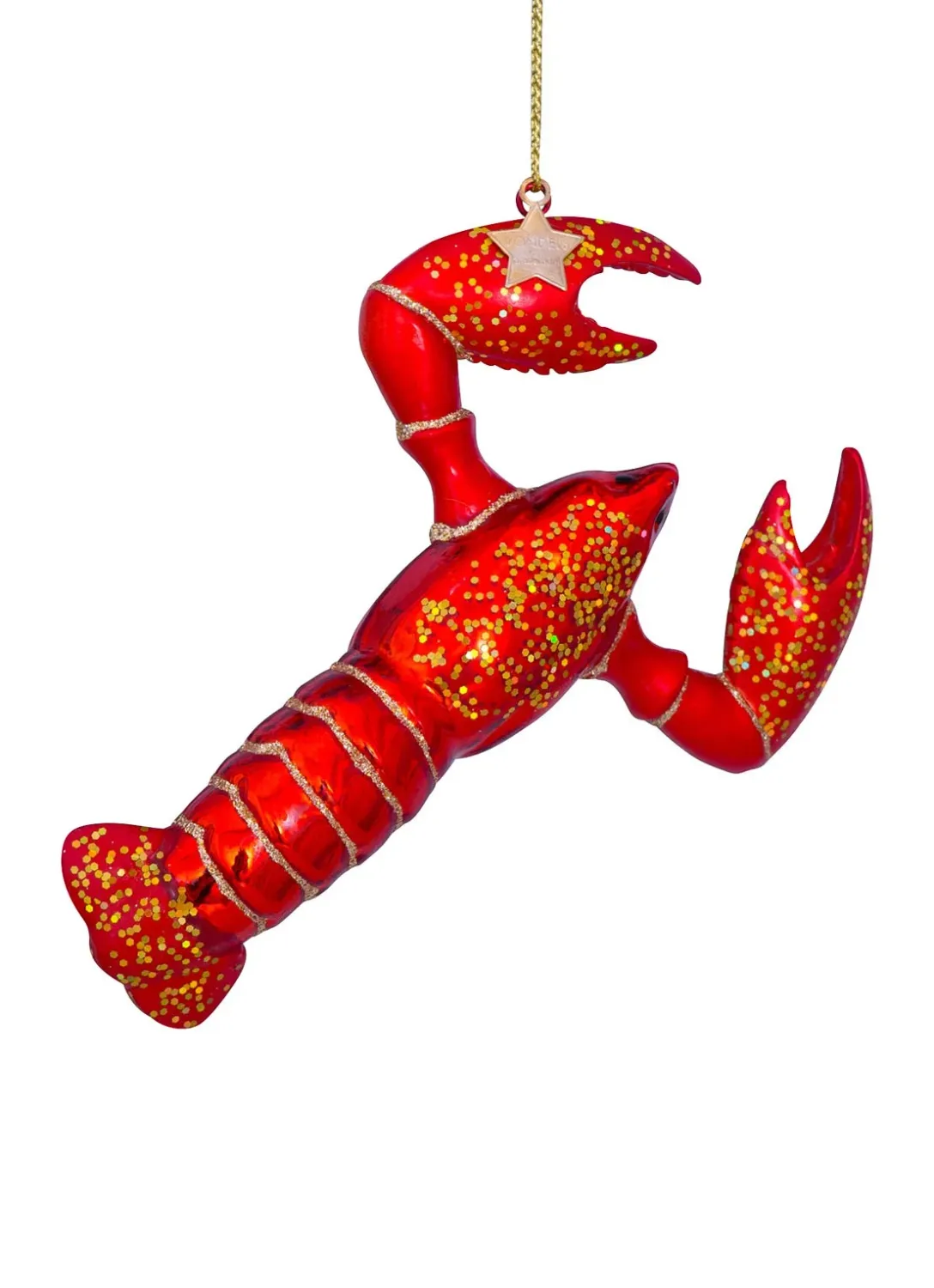 Ornament glass red lobster H14cm