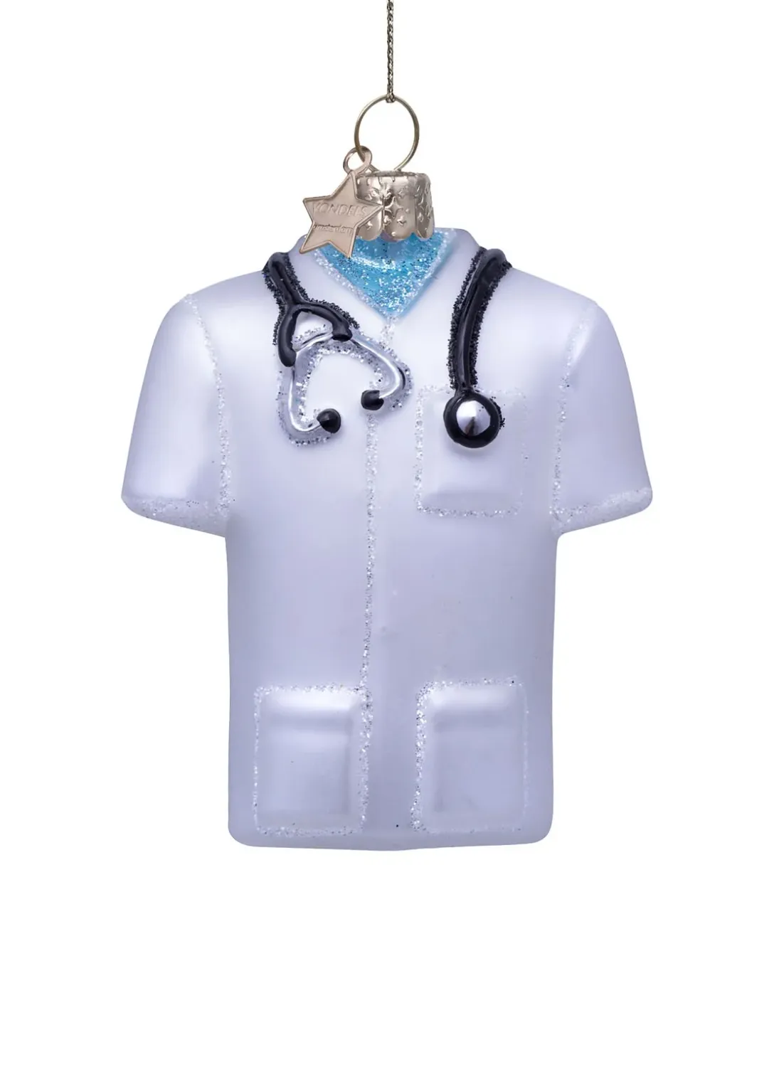 Ornament glass white matt doctor shirt H8cm