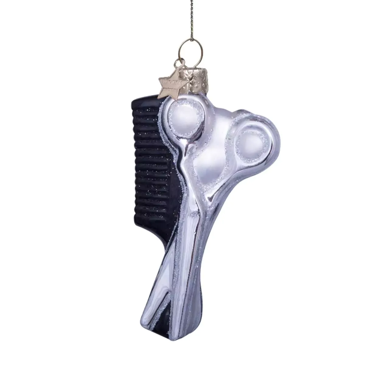 Vondels Hair Styling Kit Kerstbal Zilver-Zwart 10,5 cm