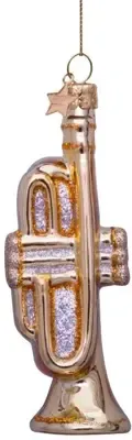 Ornament glass gold trompet H10.5cm