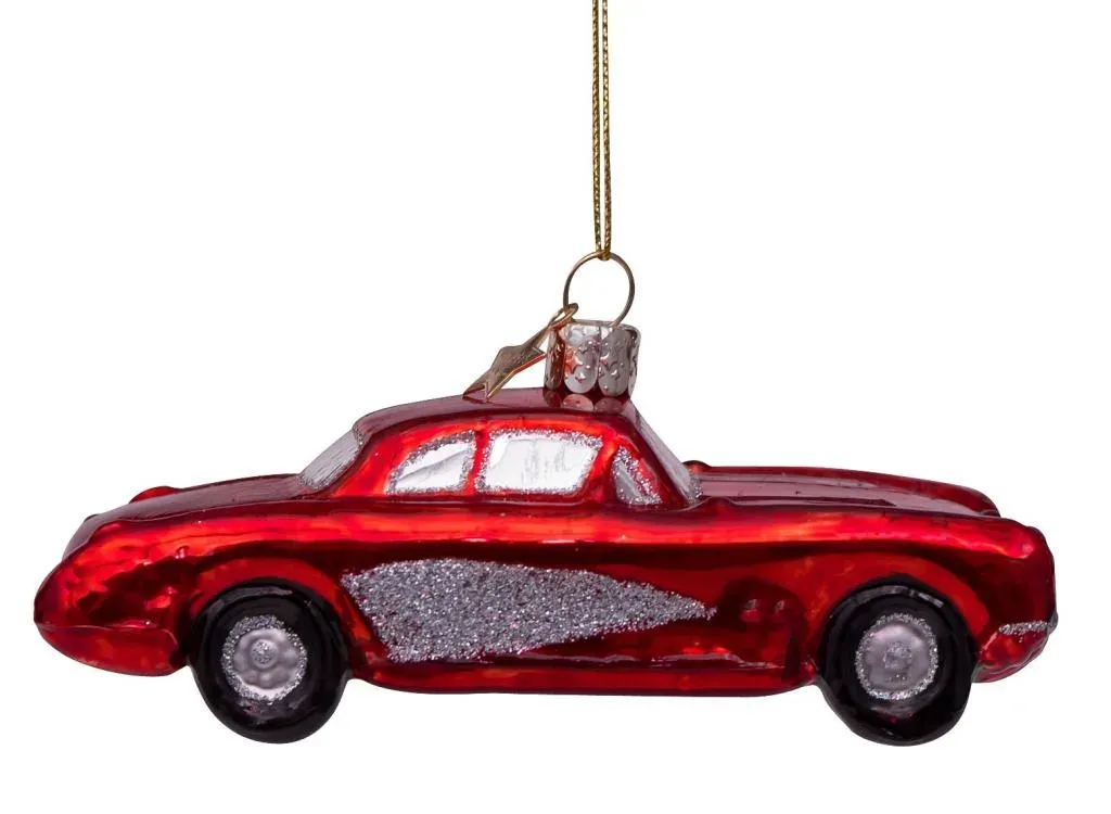 Ornament glass red racing bike H7cm