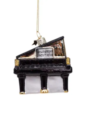 Ornament glass black grand piano H7cm