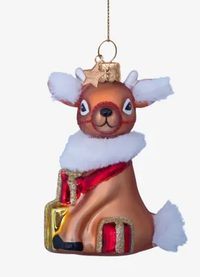 Vondels Rendier met Cadeaus Kerstbal Bruin 8,5 cm