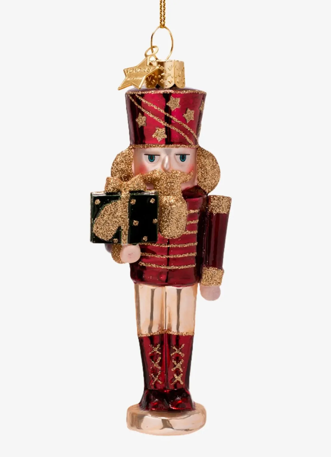 Ornament glass burgundy nutcracker H16.5cm