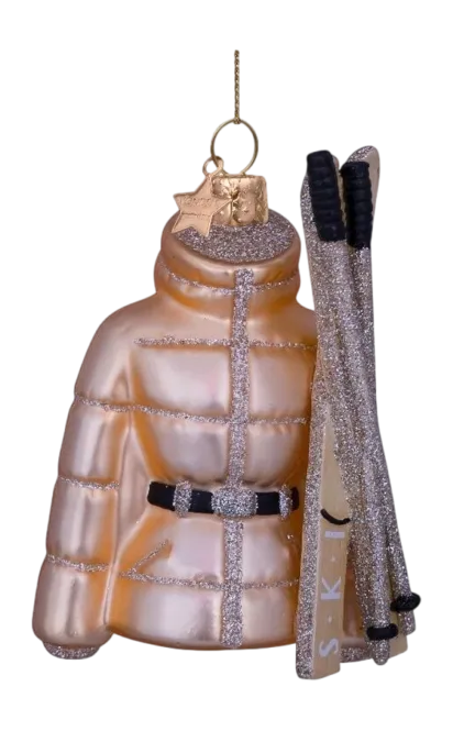 Ornament glass gold ski jacket H10.5cm