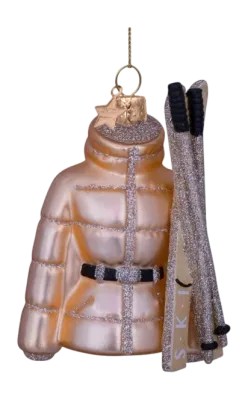 Ornament glass gold ski jacket H10.5cm