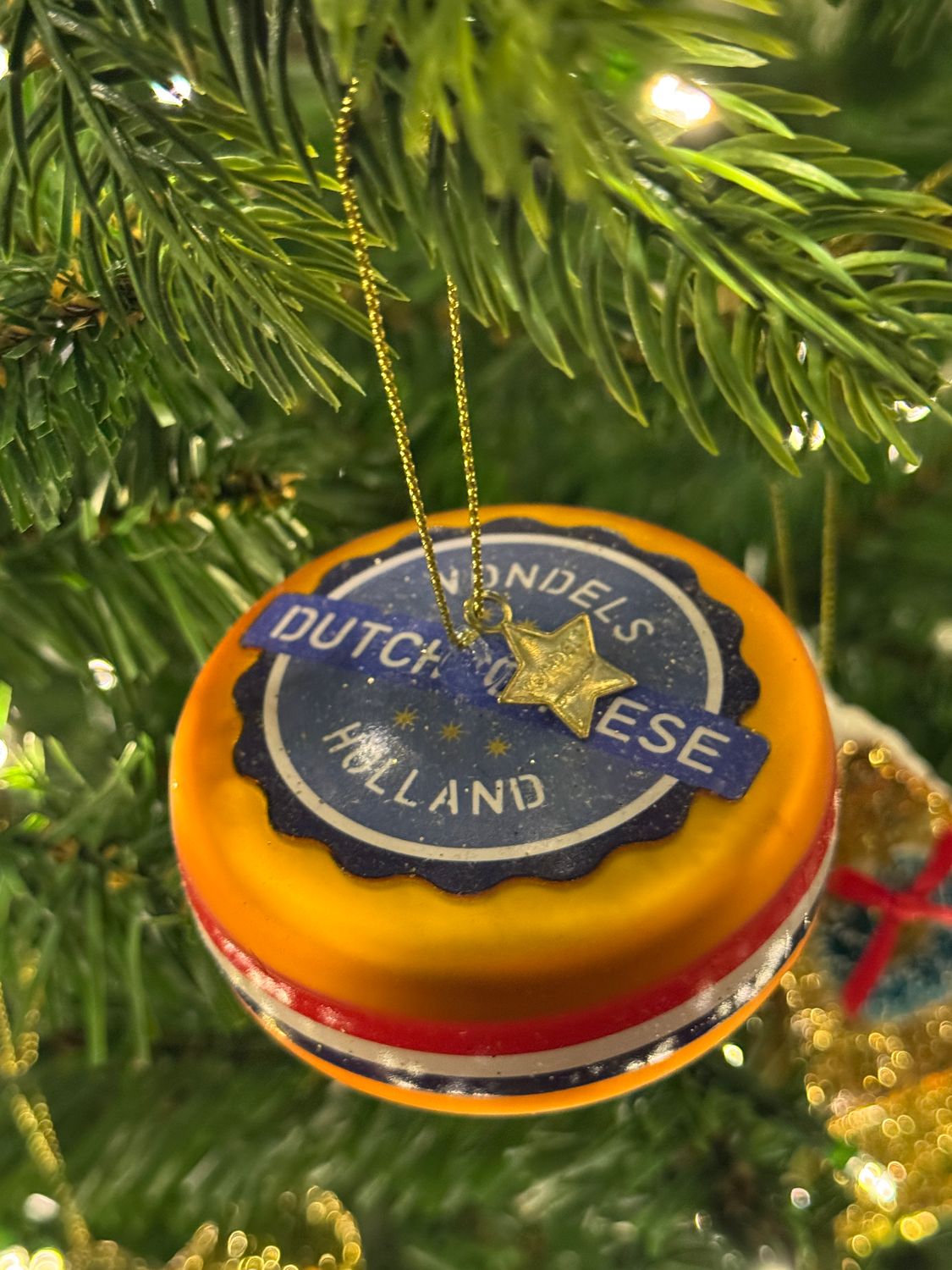 Ornament glass Dutch cheese kaas round