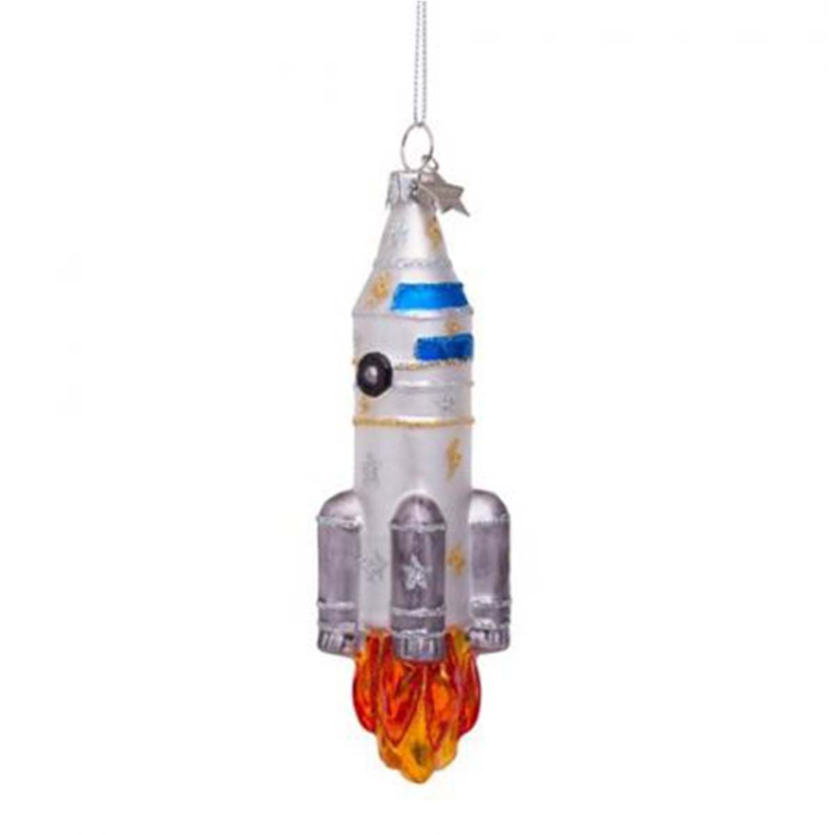 Vondels Raket Kerstbal Mat Zilver 14,5 cm