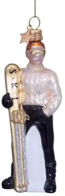 Vondels Skiër Kerstbal Champagne Glas 12,5 cm