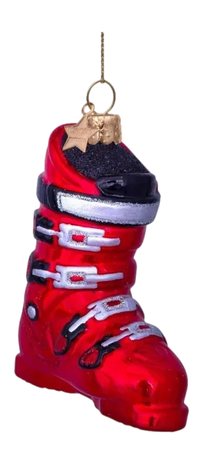 Vondels Skischoen Kerstbal Rood 9,5 cm