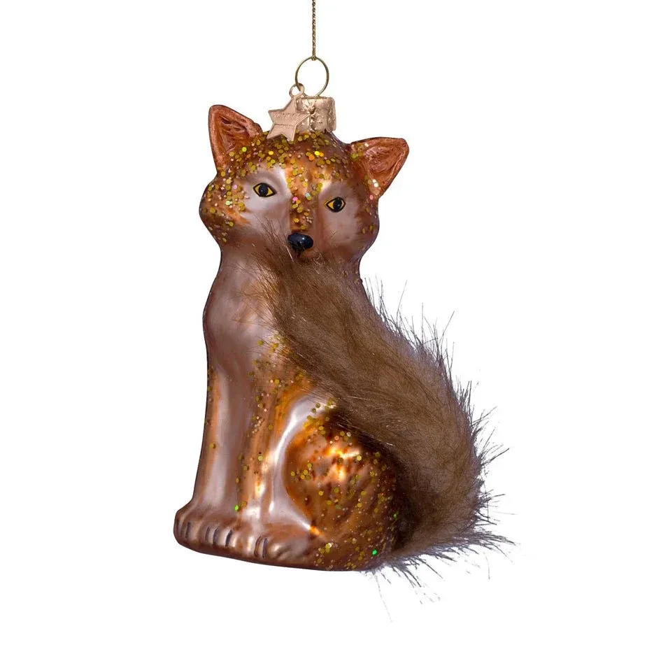 Ornament glass fox w/tail H11cm