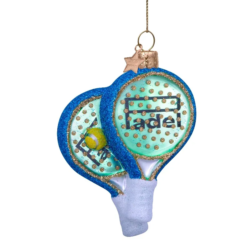 Vondels Padelracket Kerstbal Groen 9,5 cm