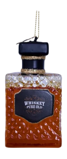 Ornament glass transparent whiskey bottle H8.5cm
