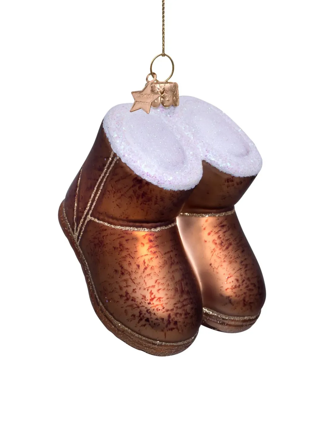 Vondels Suède Winterlaarzen Kerstbal Bruin 7 cm