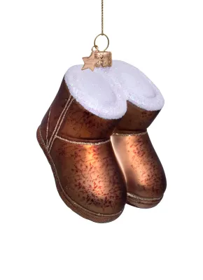 Vondels Suède Winterlaarzen Kerstbal Bruin 7 cm