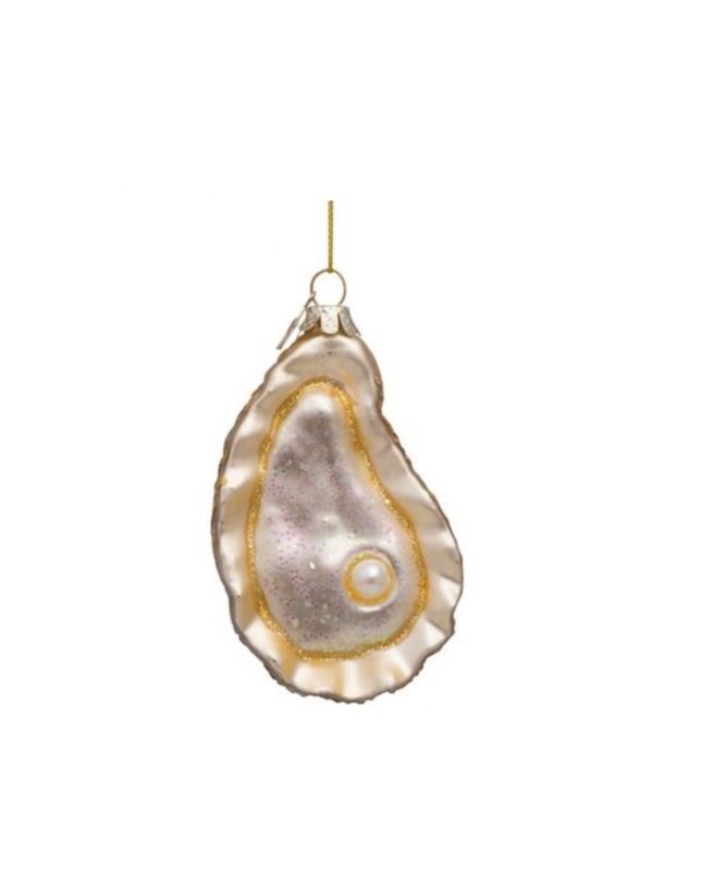 Ornament glass ecru oyster H10cm