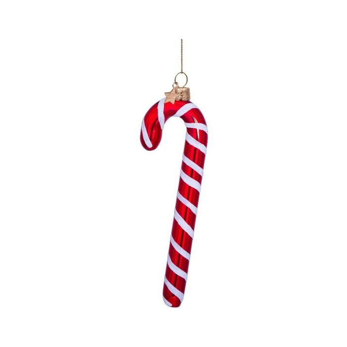 Vondels Kerstornament Candy Cane Rood/Wit 14 cm – Glazen Zuurstok Kerstbal