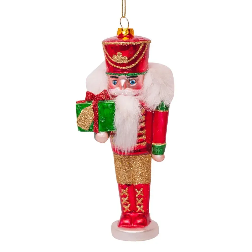 Vondels Notenkraker Kerstbal Rood-Groen 16 cm