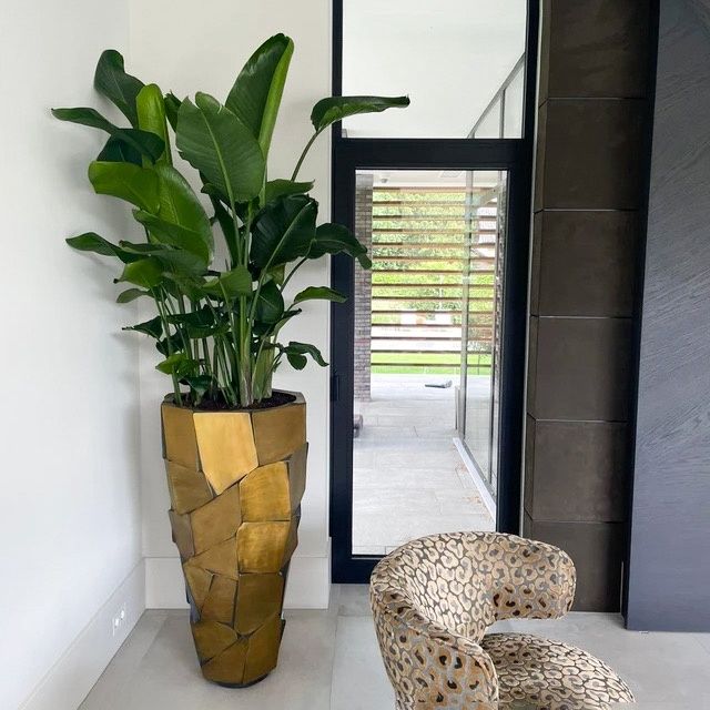 Palawan Vase Large Facet Brass Brushed Ø55 x H110 cm – Geometrische Design Vaas met Vlakken voor Binnen