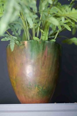 Bloempot Copper Smooth 33 x 31 cm | Luxe plantenpot met warme koperafwerking