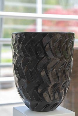 Livin Beauty Zwarte Design Vaas – Gevlochten Structuur