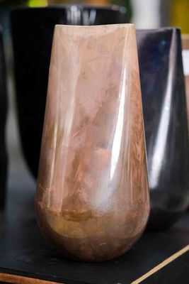 Obus Ellipse Silver Shine 30 x 60 cm | Designvaas met glanzende zilverafwerking