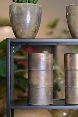 Bambu Silver Matt Vaas 15 x 30 cm | Slanke designvaas met matte zilverafwerking