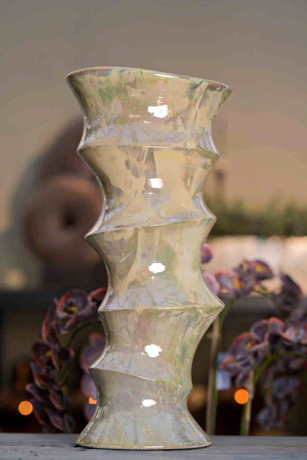 Pango Pearl Vaas 65 cm Ø30 | Handgemaakt keramiek met unieke vuurafwerking