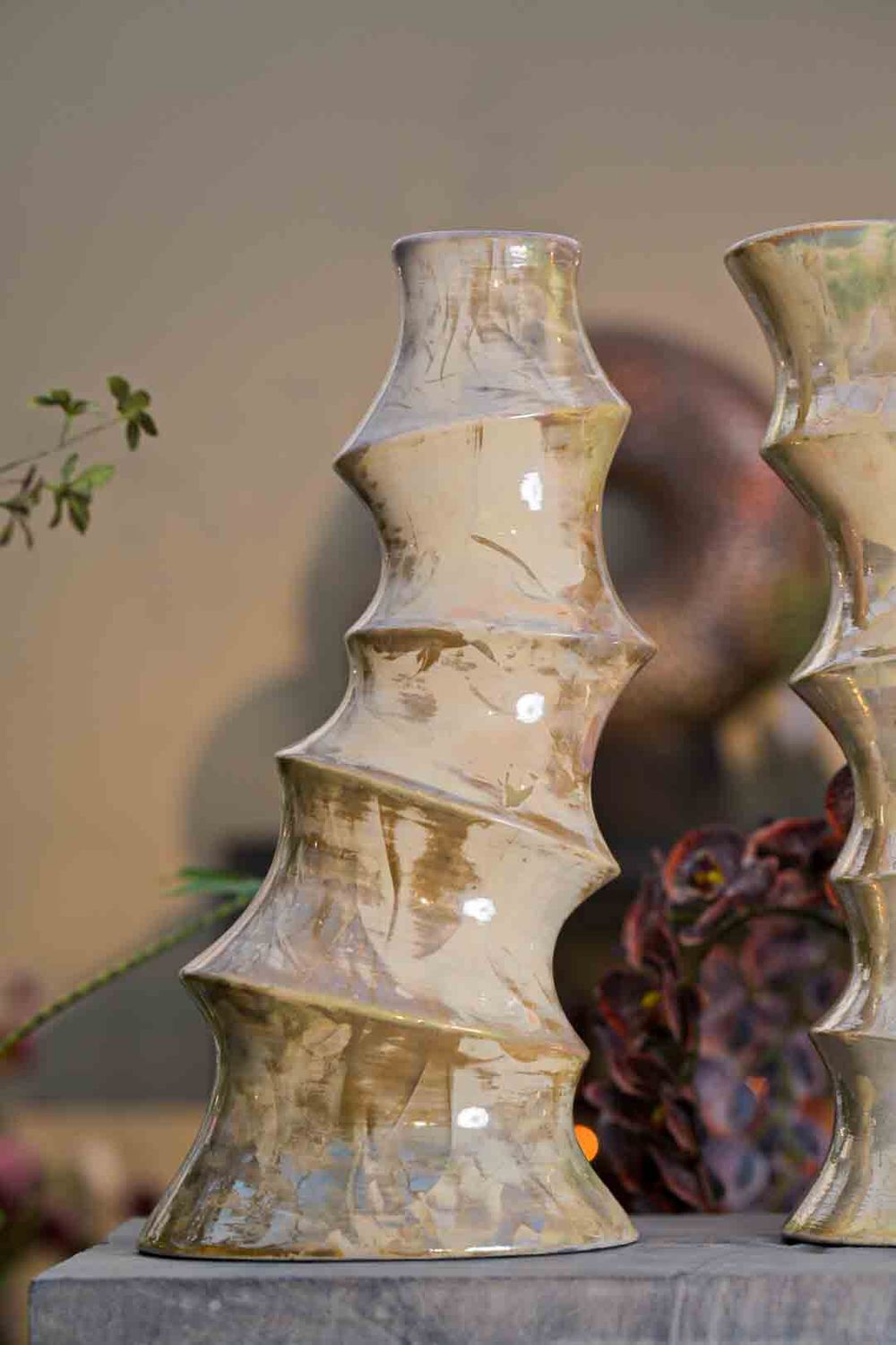 Radix Pearl Vaas 65 cm Ø30 | Handgemaakt keramiek met parelwitte glans en vuurafwerking