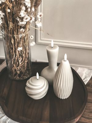 Ovaal LED Kaars Beige - Large