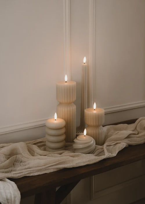 Staande Dinerkaars LED Ribbel Beige - Large