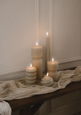 Staande Dinerkaars LED Ribbel Beige - Large