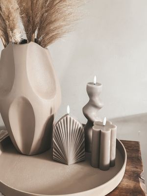 Bloem LED Kaars Taupe - Medium