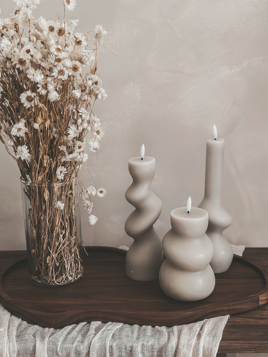 Organische LED Kaars Beige - Medium