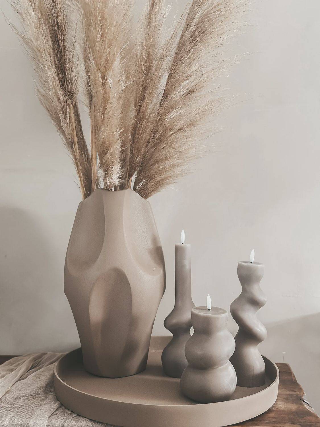 Organische LED kaars Taupe - Large