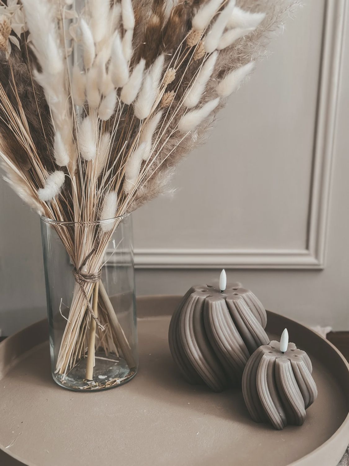 Twist LED kaars Taupe - Small