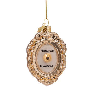 Vondels Champagne Knop Kerstornament 9 cm – Glazen Kerstbal 'Press for Champagne'