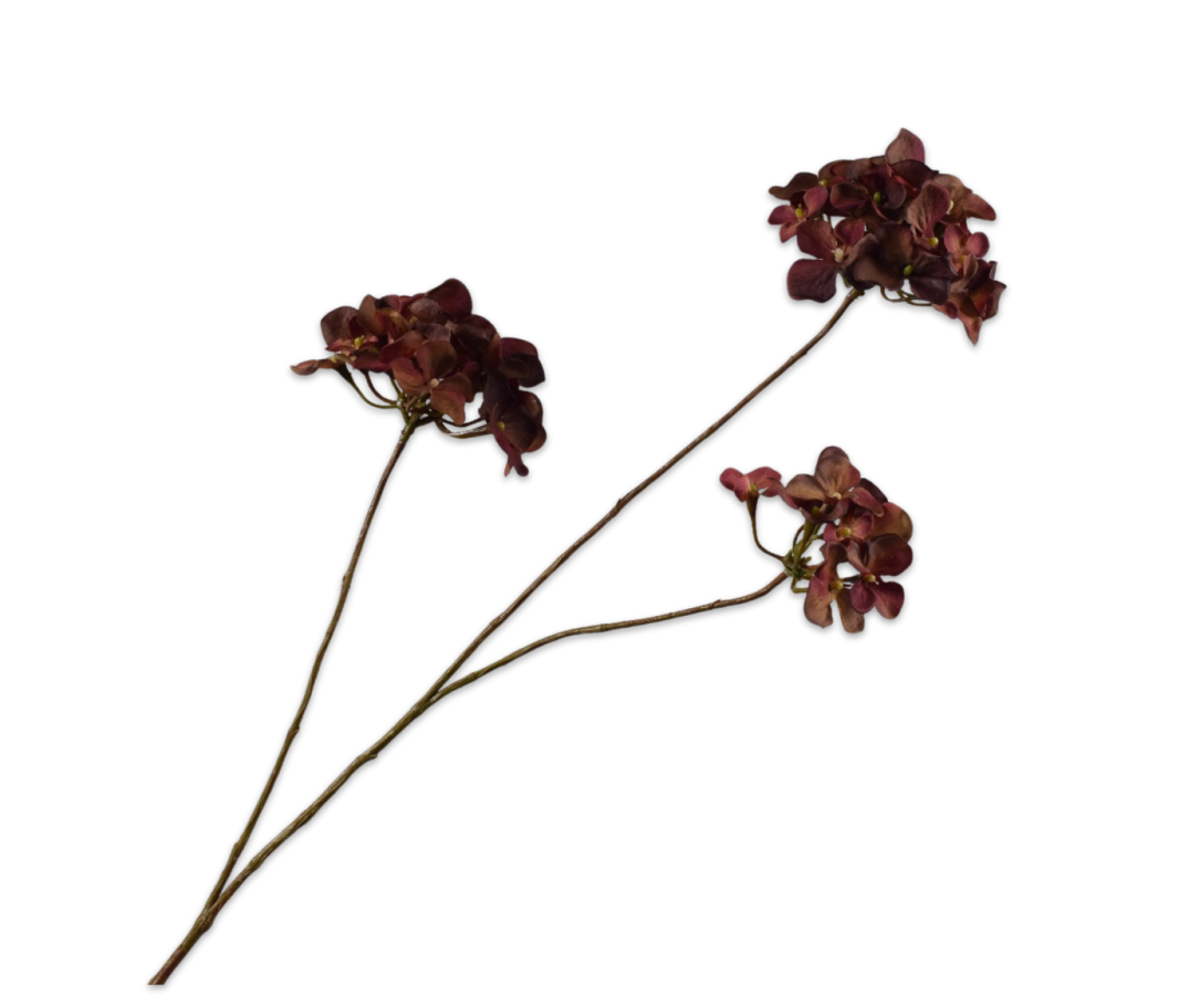 Silk-ka Hortensia Kunsttak Rood/Bruin 85 cm – Volle Luxe Hortensia Bloem