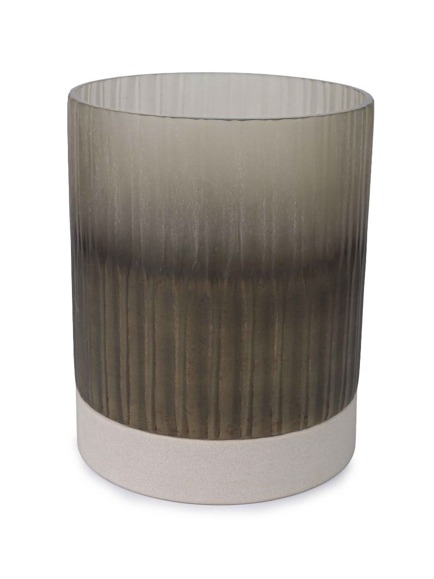 Bombyxx Oberina Extra Large Taupe – Glazen Waxinelichthouder Ø20 x H25 cm