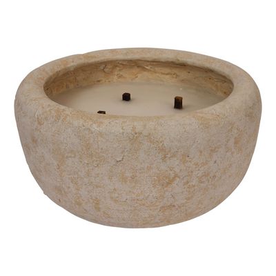 PTMD Design Buitenkaars XL met Deksel – Zandkleurig Cement – 110 Branduren