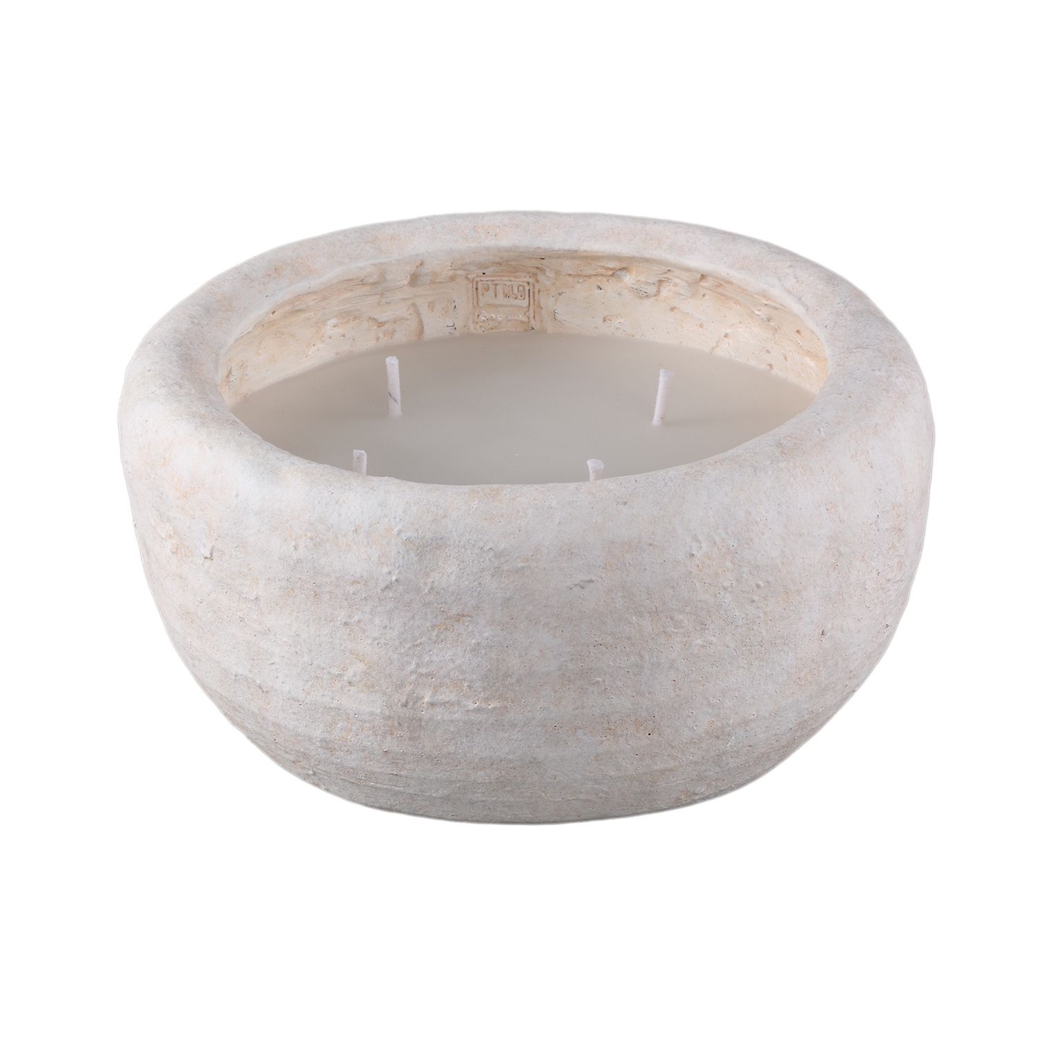Sarai White cement outdoor candle rounded XL
