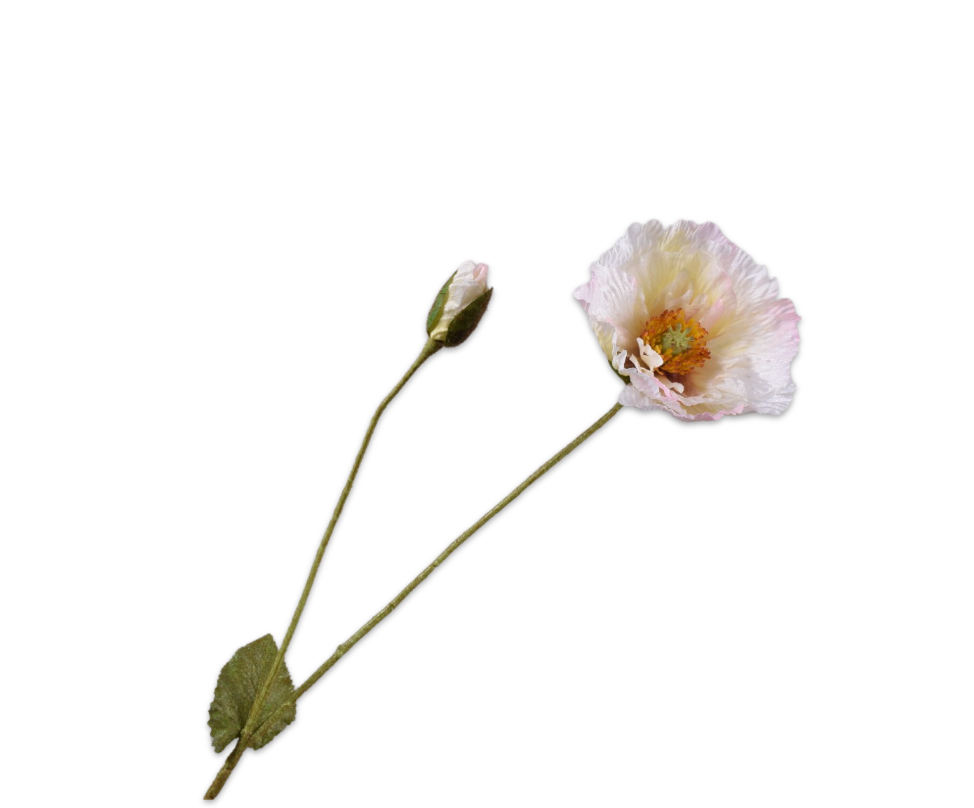 Klaproos Tak Crème 74 cm – Luxe Kunstbloem Crèmekleurige Papaver Tak