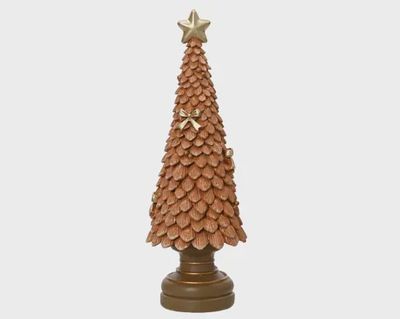 Decoratief Kerstboompje Karamel Bruin met Strik &amp; Ster 36 cm