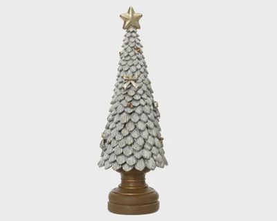 Decoratief Kerstboompje Zilver met Strik &amp; Ster 36 cm