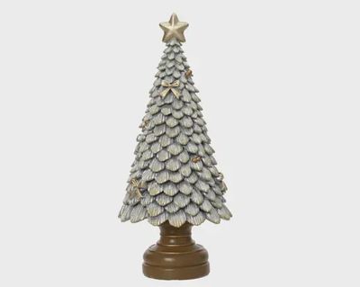 Decoratief Kerstboompje Zilver met Strik &amp; Ster 23 cm