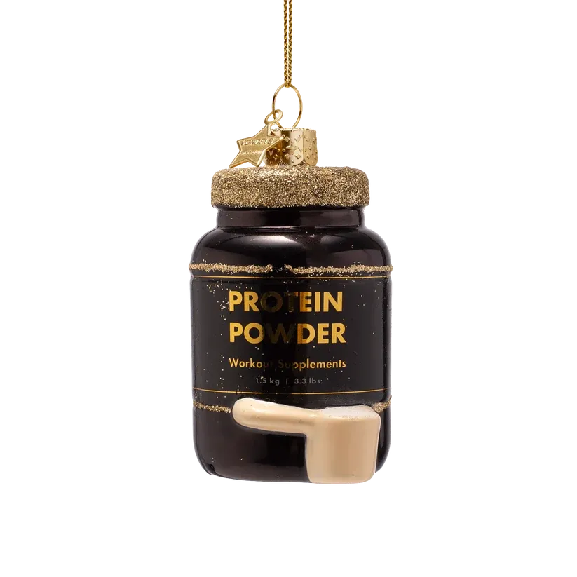 Vondels Protein Powder Kerstornament Glas 8,5 cm