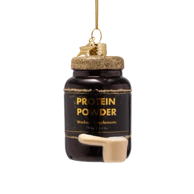 Vondels Protein Powder Kerstornament Glas 8,5 cm